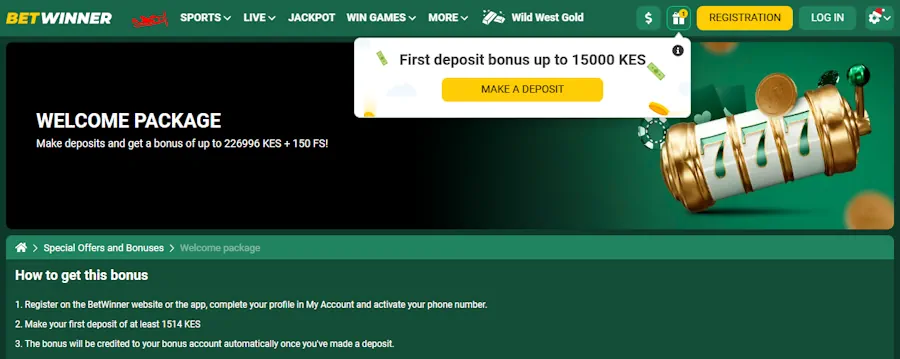 Betwinner Welcome Bonuses Screenshot